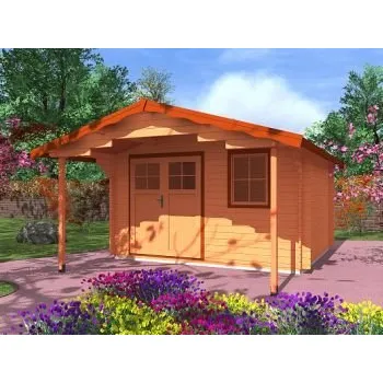 Zahradní stavba Zahradní domek Laura 350x350 Ekonomik, čelní přesah střechy 170 cm, dvoukřídlé dveře