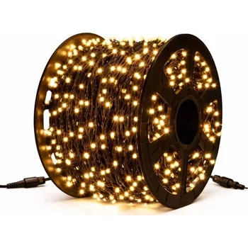 LED páska DECOLED Easy Fix LED světelný řetěz 100 m venkovní teple bílá, 1000 diod, černý kabel IP67, cívka