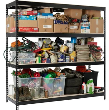 Dílenský regál Lakovaný černý regál Mamutex Heavy 1800x1600x600 mm – 4 police, nosnost 1200 kg