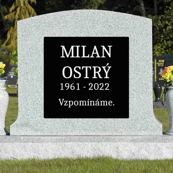 Smuteční dekorace Skleněná náhrobní deska 20x20cm – pamětní deska s gravírováním fotografie a textu