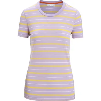Dámské tričko Dámské tričko Merino Blend Wave SS Tee Stripe Icebreaker Purple Gaze velikost oblečení L