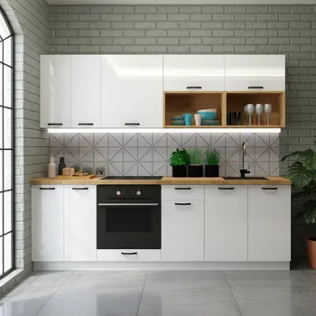 Kuchyňská linka Black Red White Top Lina 240/240 cm bílá alpská/bílý lesk