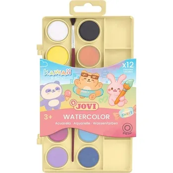 Výtvarná barva JOVI Kawaii vodové barvy 12 ks + štětec