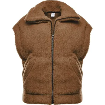 Vlnka Vlněná vesta na zip s límcem tmavě hnědá velikost oblečení L/XL