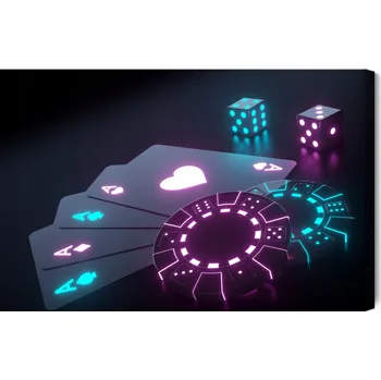 Obraz Obraz Na Plátně Neonová Sada na Poker 90x60