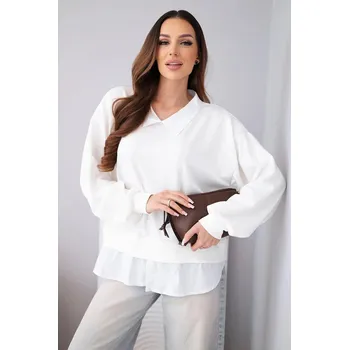 Dámská mikina Dámská máslová mikina z viskózy s košilovou vsadkou bílá UNI