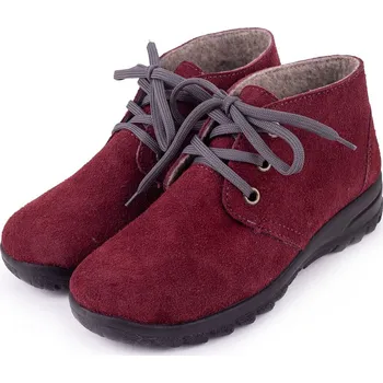 Dámská zimní obuv Vlnka Dámské kožené kotníkové boty s vlněným filcem Blanka červená velikost obuv dospělí 39