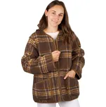 Vlnka Dámská vlněná bunda károvaná hnědá velikost oblečení M