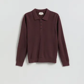 Pánské oblečení Reserved - Polo svetr se lnem - hnědá - 010IS-83X - 010IS-83X-L