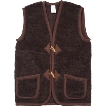 Vlnka Vlněná vesta Merino s knoflíky tmavě hnědá velikost oblečení 3XL