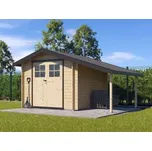 Zahradní domek Albert 250x250 Ekonomik s přístřeškem a dvoukřídlými dveřmi