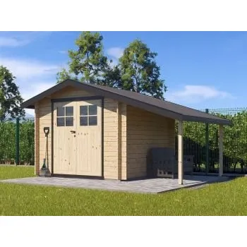 Zahradní domek Zahradní domek Albert 250x250 Ekonomik s přístřeškem a dvoukřídlými dveřmi