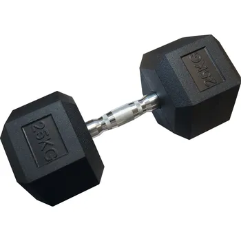 Jednoruční šestihranná HEX činka 25 kg pogumovaná