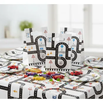 Dárková taška Papírové tašky Silnice doprava 24x16cm 8ks