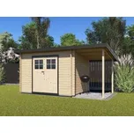 Zahradní domek Robin 300x200 Ekonomik, dvoukřídlé dveře s přístřeškem