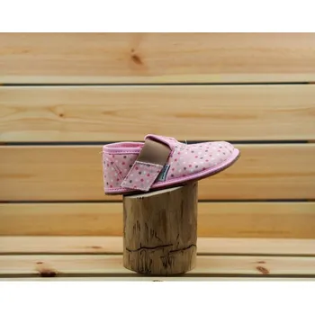 Dívčí bačkory Barefoot Pegres papučky BF01 růžová (puntíky), Pegres Velikost: 32