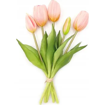 umělá květina Umělý TULIPÁN, kytice TULIPÁNY 5 kusů, RŮŽOVÁ
