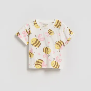 Reserved - Bavlněné tričko se vzorem - krémová - 704HU-01X - 704HU-01X-104