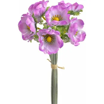 umělá květina Kytice sasanek anemon 6ks - fialová