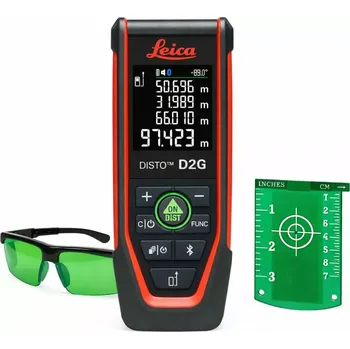 Měřící laser Laserový dálkoměr Leica Disto D2G + brýle a terčík - zelený paprsek