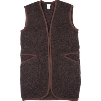 Vlnka Prodloužená vesta z ovčí vlny tmavě hnědá velikost oblečení XL