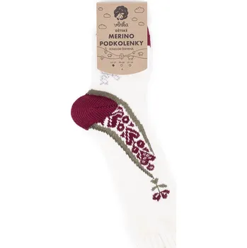 Vlnka Dětské podkolenky Merino folklór červená velikost ponožek 29-30