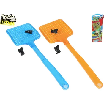 Plácačka na mouchu Toys&Trends plácačka na mouchy 24 cm strečová s lepivými mouchami 2 ks - mix barev (zelená, oranžová, modrá)