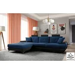 Rohová sedačka NEJBY PREMIUM YLARIS s úložným prostorem, levá, modrá látka/černá ekokůže + vyzvednutí ZDARMA