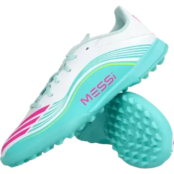 Míčový sport Dětské kopačky turfy Adidas F50 League Messi TF bílo-mátové