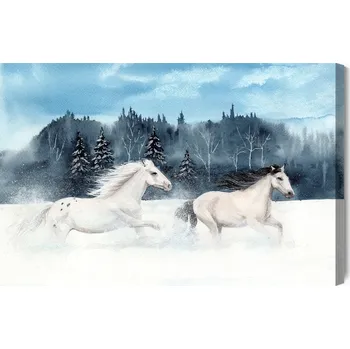 Obraz Obraz Na Plátně Koně Uprchlíci Ve Sněhu 30x20