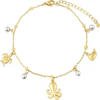 Řetízek Pozlacený řetízek na nohu Canaria z chirurgické oceli KMM4488A