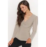 Halenka Numinou NU461 sv. béžová - "V" dekolt a nařasené rukávy Světle béžová XL(42)