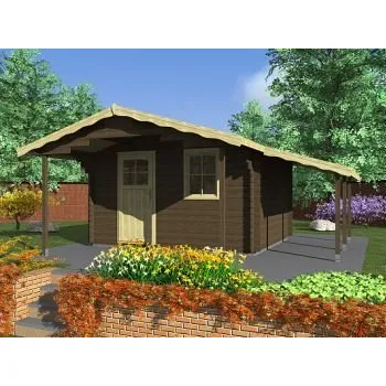 Zahradní stavba Zahradní domek Laura 350x300 Ekonomik, čelní přesah střechy 170 cm, přístřešek