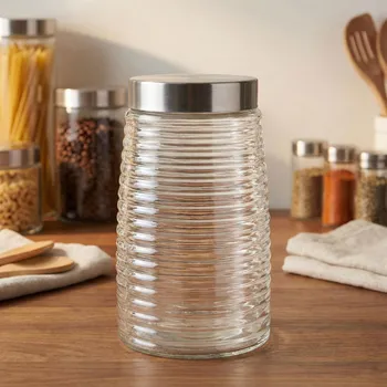 Zavařovací sklenice Skleněná dóza s kovovým víčkem DAILY INTERNATIONAL HOME 12,5 × 20,5 cm