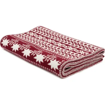Šála Vlnka Vlněná šála s norským vzorem Vlnka B08 červená velikost oblečení Uni