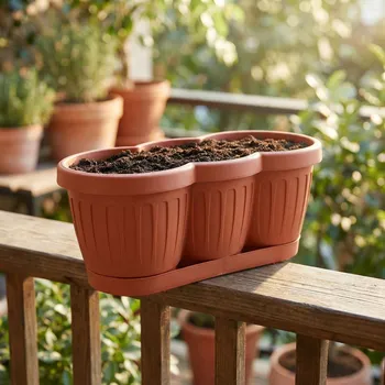 Obal na květináč Balkonový truhlík s podmiskou DAILY INTERNATIONAL HOME PETUNIA 40 cm terakota