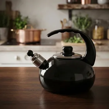 Konvice na čaj Smaltovaná konvice s píšťalkou ODELO ELADIO 2,2 l černá