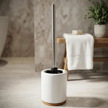 WC štětka WC kartáč s nádobou ODELO ALVARO 10,7 × 10,7 × 37,5 cm bílý