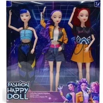 Panenka K-Pop Demon Hunters Fashion Happy Doll (sada 3 panenek)