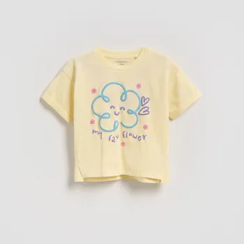 Reserved - Bavlněné tričko s potiskem - světle žlutá - 705HU-10X - 705HU-10X-104