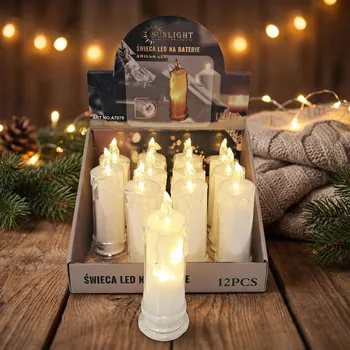 Lampička LED svíčka na baterie SUNLIGHT 6,5 × 18 cm bílá 12 ks
