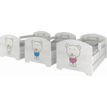 Dětsný nábytek Luc Postel 160x80 cm Méďa, Norská borovice Barva: Růžová + ROŠT A ŠUPLÍK ZDARMA