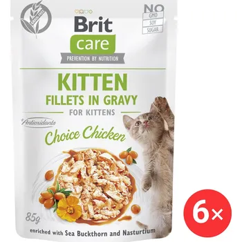Krmivo pro kočku Brit Care Cat Kitten Fillets in Gravy Choice Chicken 6 × 85 g