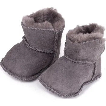 Kojenecký overall Vlnka Dětské capáčky s jehněčí kožešinou šedá velikost obuv dětské 6 - 12 Měsíců