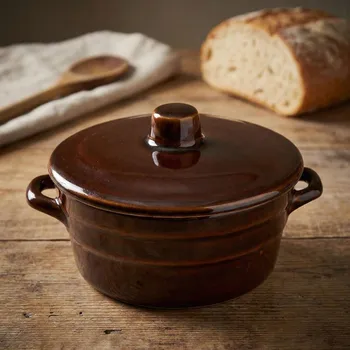 Hrnec Kameninový hrnec na sádlo s poklicí SMAKI BABUNI 1 l hnědý