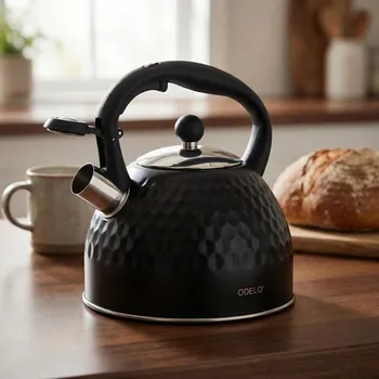 Konvice na čaj Nerezová konvice s píšťalkou ODELO DEREK 3 l černá