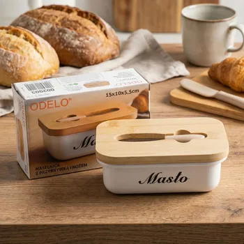 Máslenka Máslenka s víkem a nožem ODELO ANETTE 15 × 10 × 5,5 cm bílá