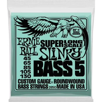 Struna pro kytaru a smyčcový nástroj Ernie Ball 2850 Slinky Super Long Scale Struny pro 5-strunnou baskytaru (Jako nové)