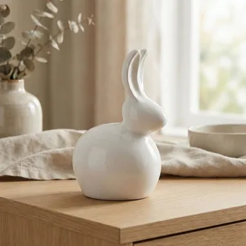 Figurka zajíc ODELO KULKA 12 × 21 cm bílá