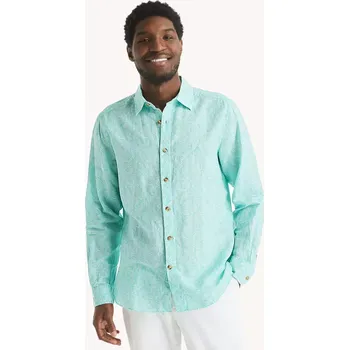 Pánská košile NAUTICA pánská košile s dlouhým rukávem Printed Linen zelená XL